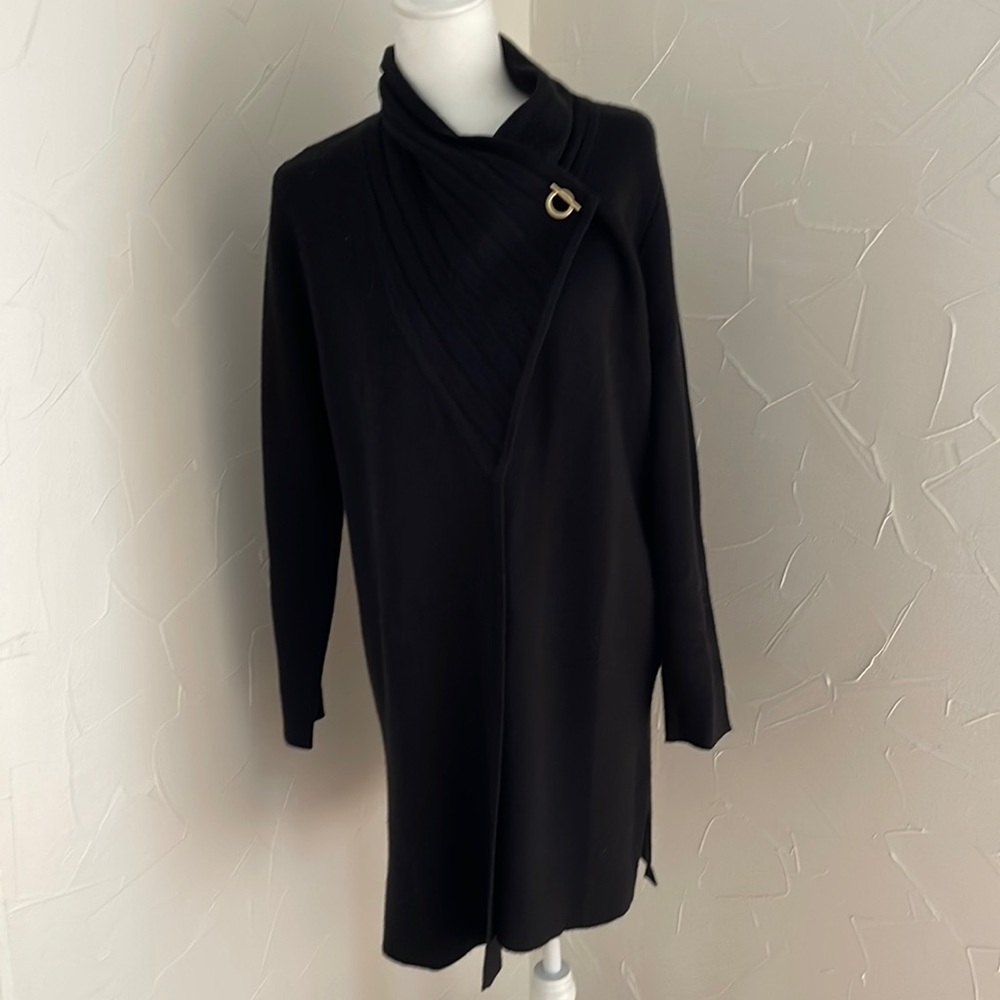 Donna Karan Like New Black Cardigan and Gold Top Closure